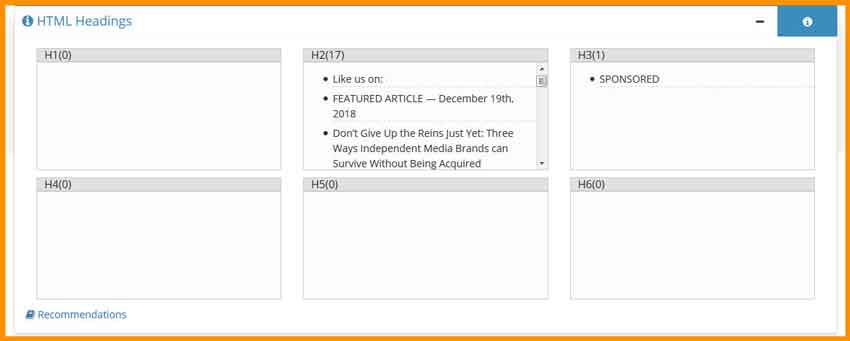 h1 status is the existence of any content inside h1 tag.