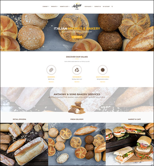 Web Design / Web Development - Anthony and Sons Bakery New Jersey