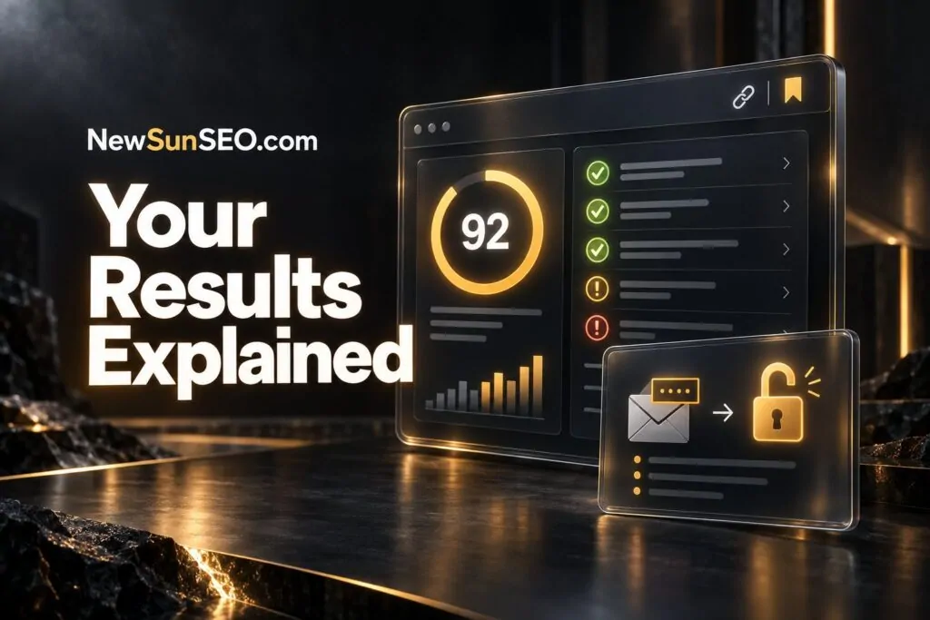 What Your Results Page Shows, AI-SEO Audit from NewSunSEO