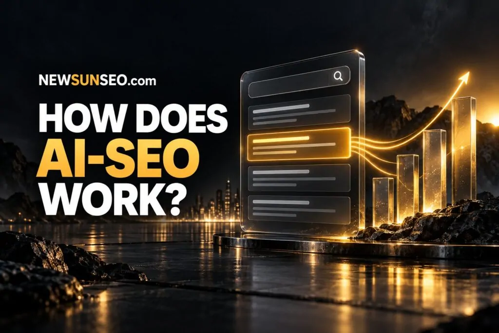 How does AI-SEO work: a search result highlighted and rising with a growth chart