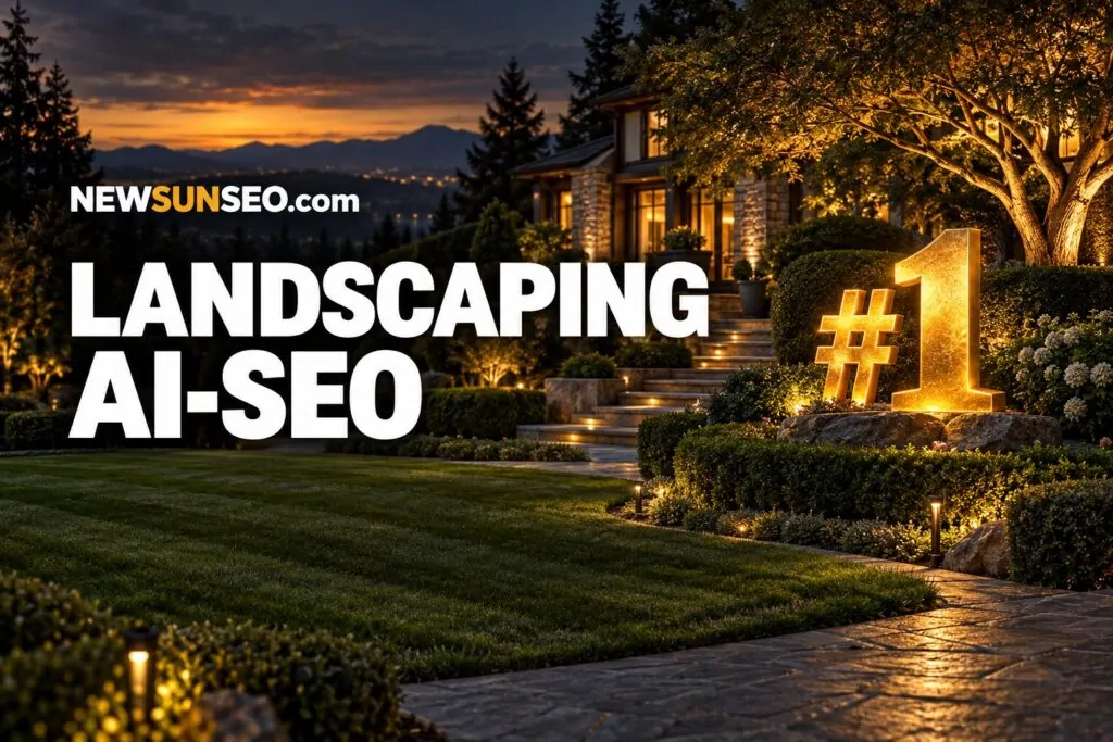 A beautifully landscaped garden at night with blue garden lighting