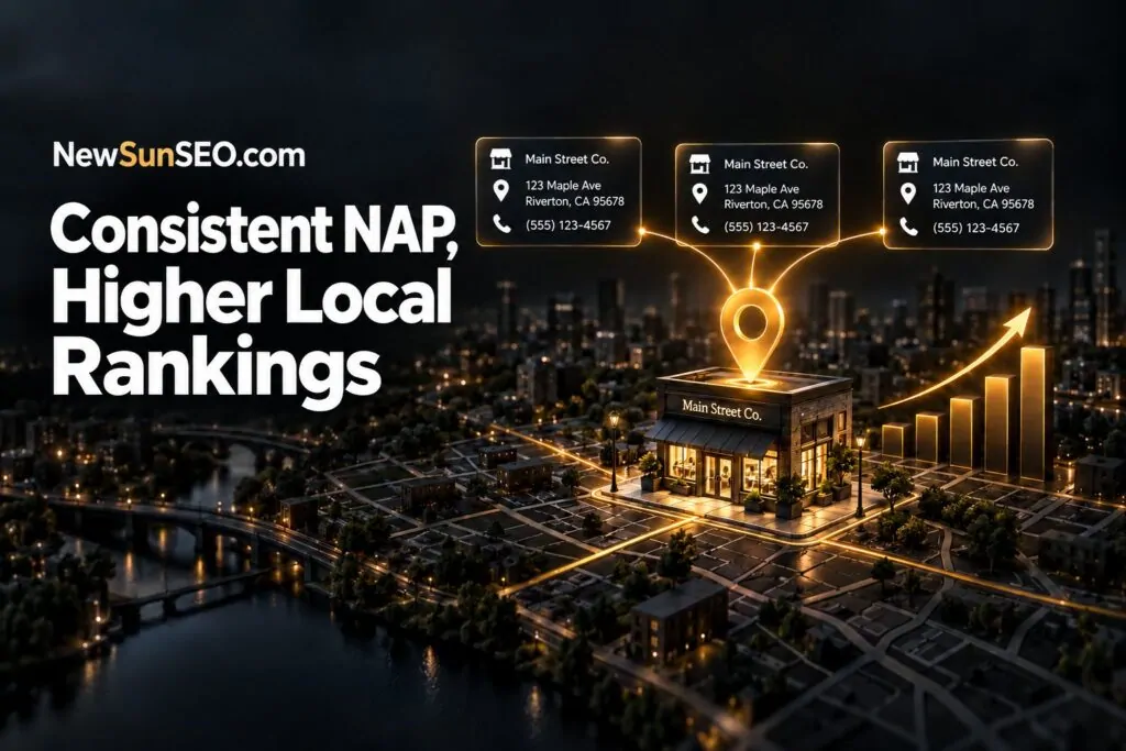 Consistent NAP Data Directly Correlates With Higher Local Search Engine Rankings, Local AI-SEO / NAP from NewSunSEO