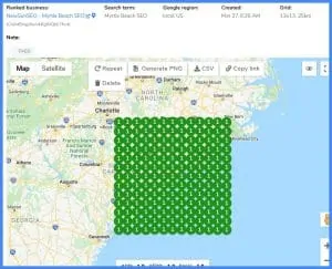 Local GEO grid for Myrtle Beach SEO