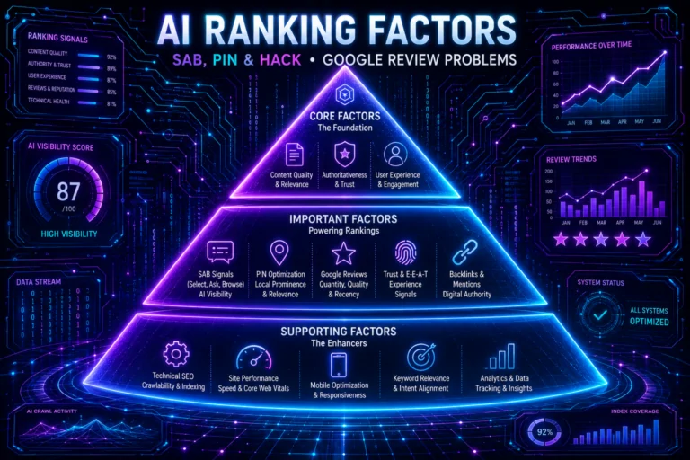 Holographic robot beside dashboard of LLM recommendation ranking factors