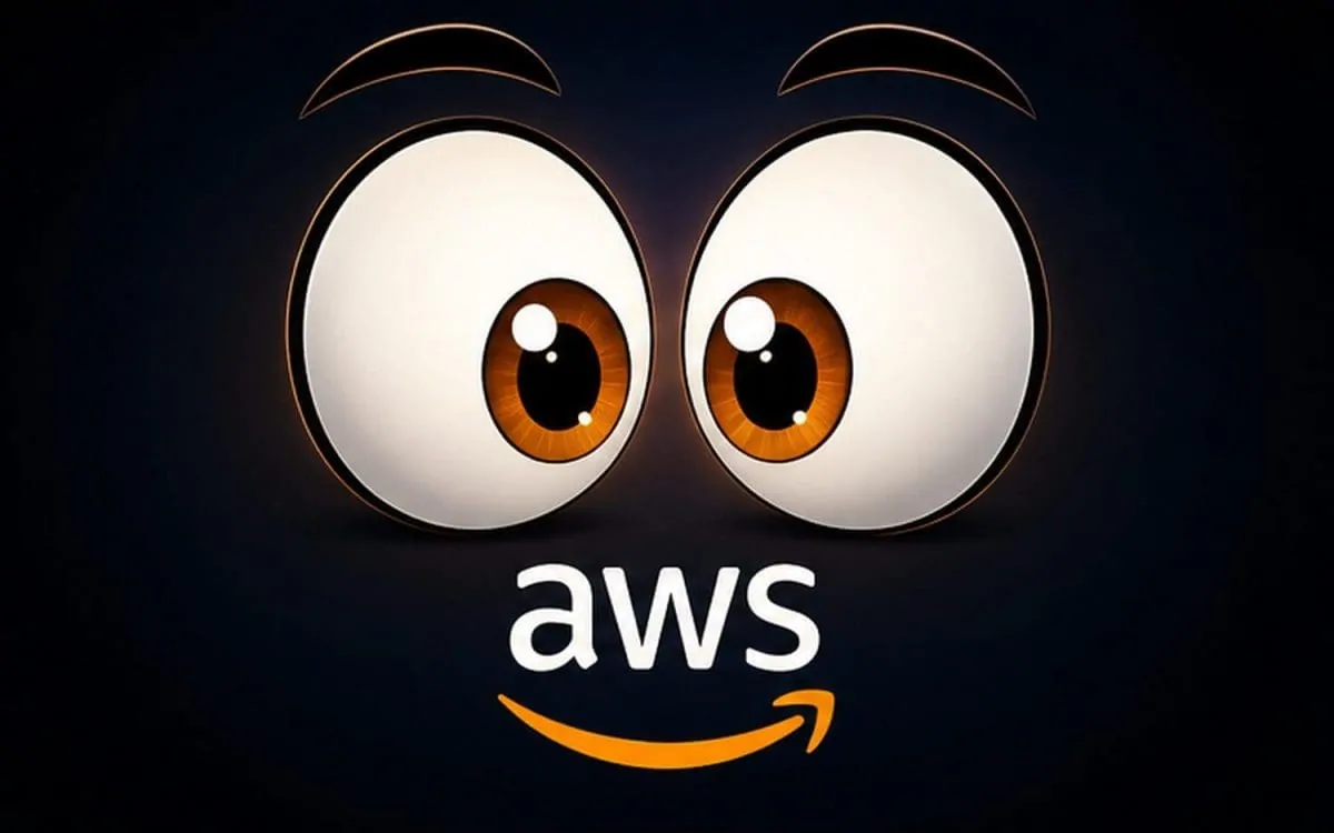Holographic robot reviewing AWS billing dashboard showing erroneous charge estimate during cloud billing bug