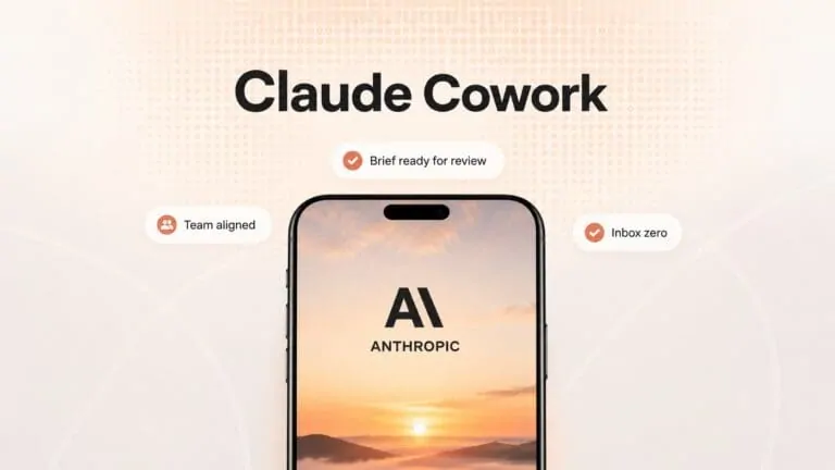 Laptop and phone on a desk displaying Claude Cowork cross-device tasks