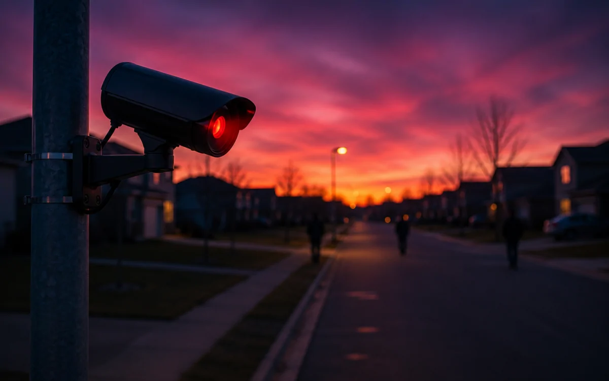 Flock Safety surveillance camera mounted on a city utility pole