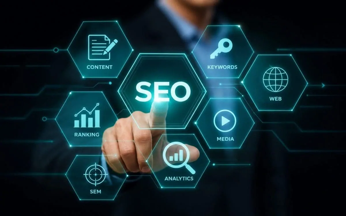 Chess piece representing SEO strategy beside AI search icons