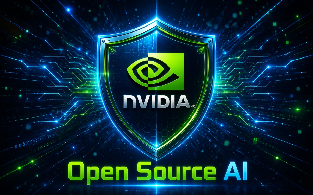 Holographic robot holding shield and padlock on stage at Open Secure AI Alliance launch
