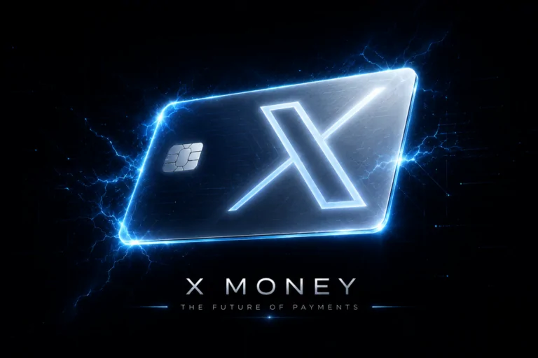 X Money Visa debit card with Apple Wallet beside a smartphone payment screen