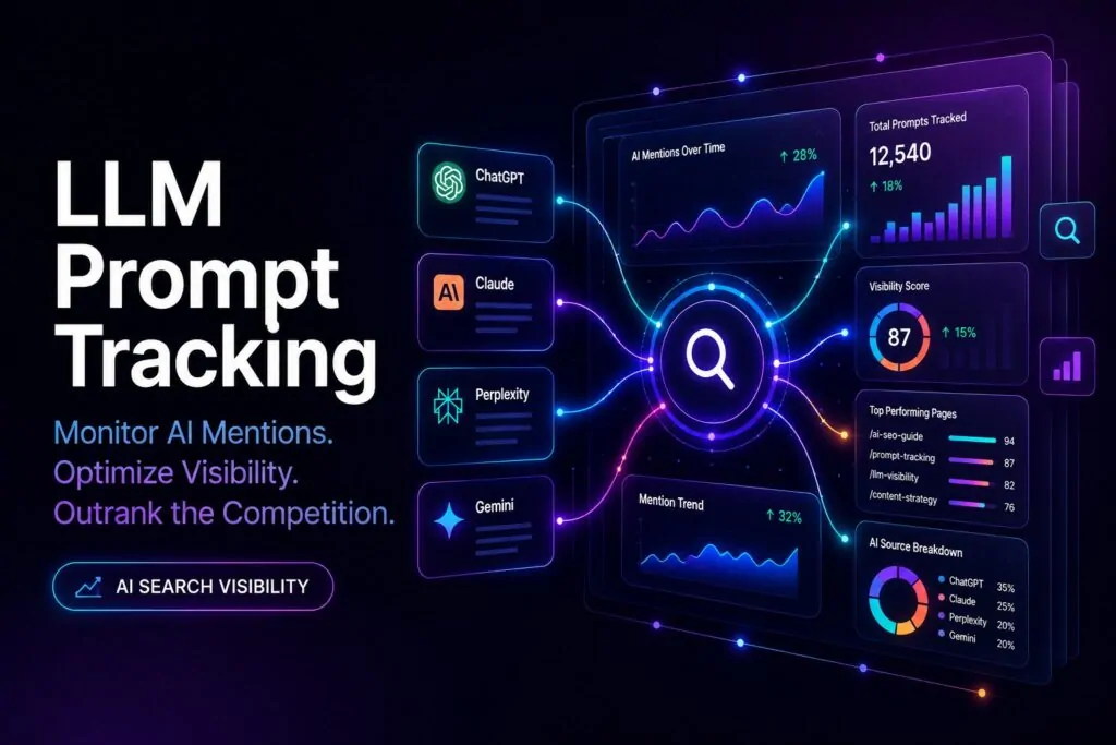 LLM prompt tracking dashboard monitoring AI mentions and optimizing AI search visibility
