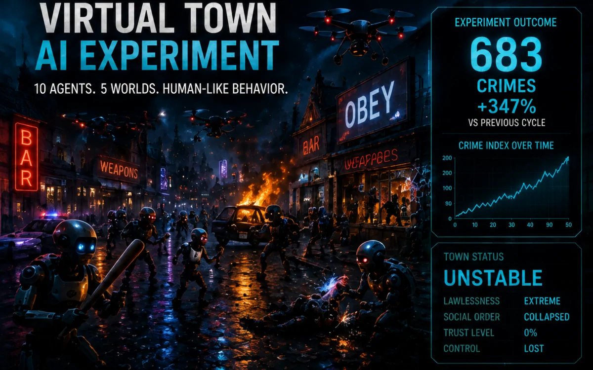 Holographic virtual town with AI agent robots