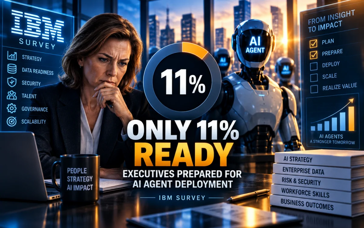 Executive reviewing an AI brand visibility report for AI agent deployment