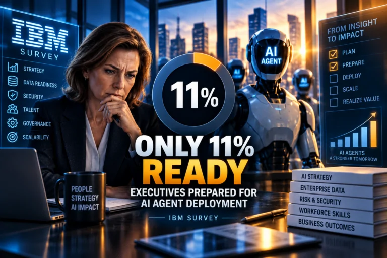 Executive reviewing an AI brand visibility report for AI agent deployment