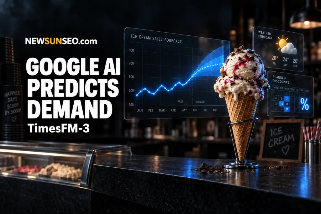 AI forecasting model visualising ice cream sales demand predictions