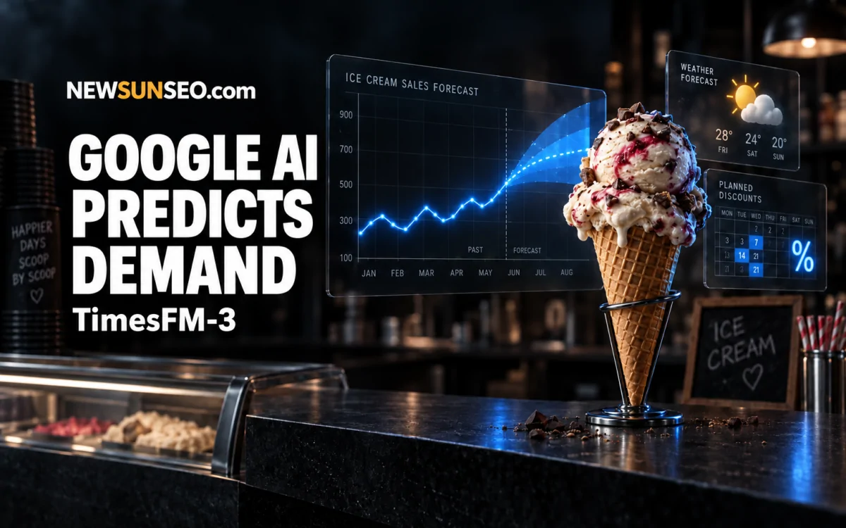 AI forecasting model visualising ice cream sales demand predictions