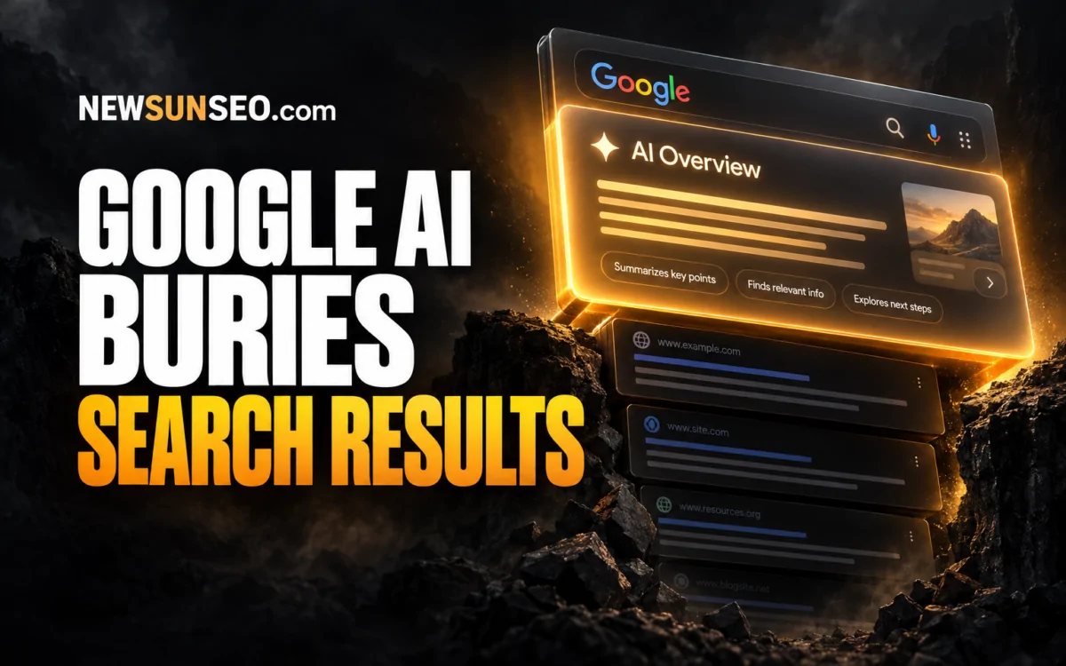 Google AI Overviews expanding above search results on screen