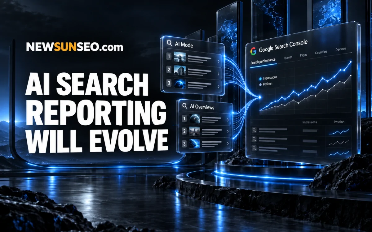AI position reporting dashboard on a futuristic display with glowing charts and search interfaces