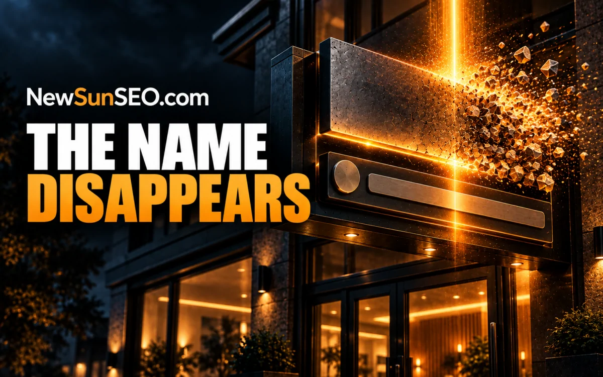 Bing site name snippet vanishing from a storefront sign at night