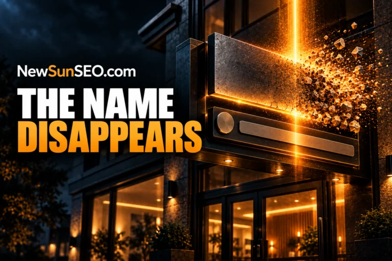 Bing site name snippet vanishing from a storefront sign at night