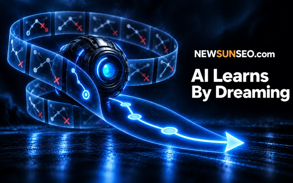 Dream-RSI concept shown as an AI orb replaying glowing search path arrows