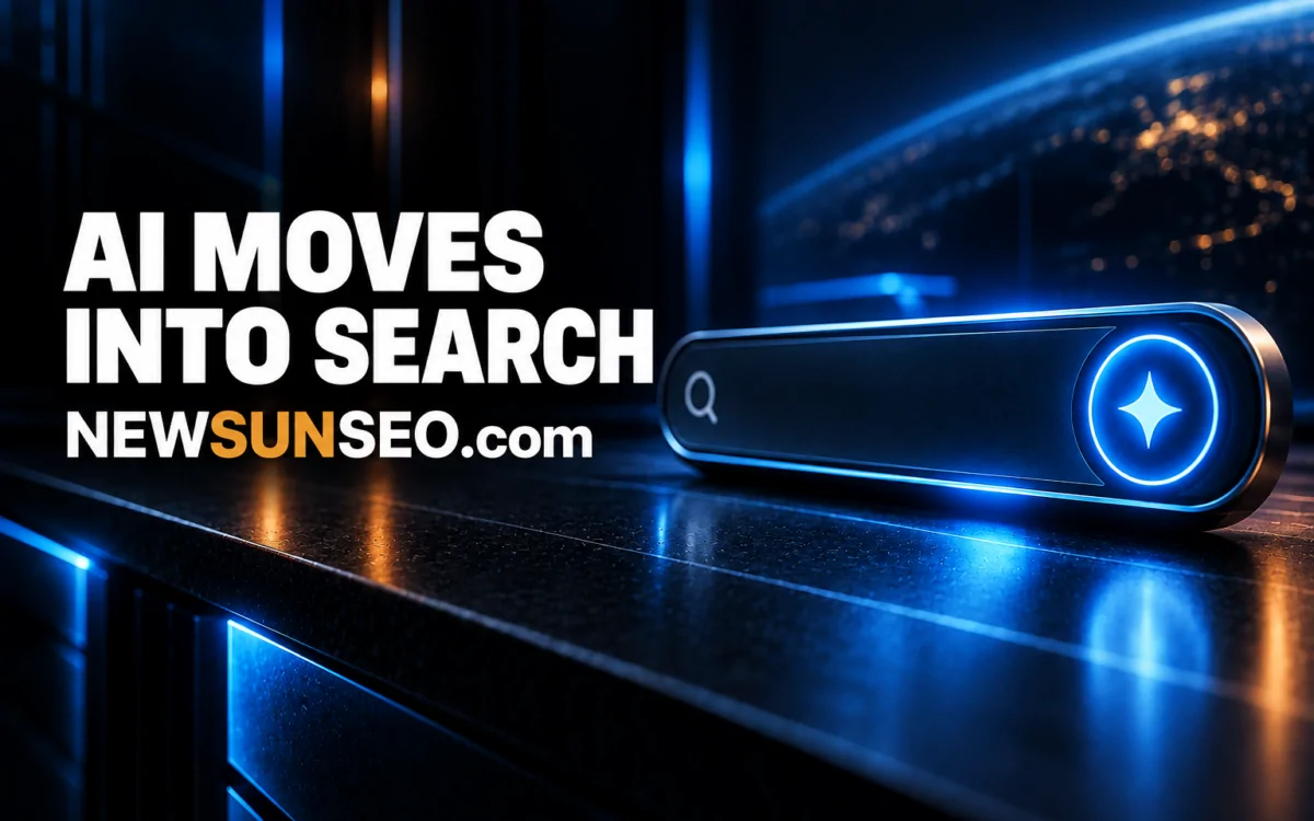 Glowing Google AI Mode button placed in a dark search bar