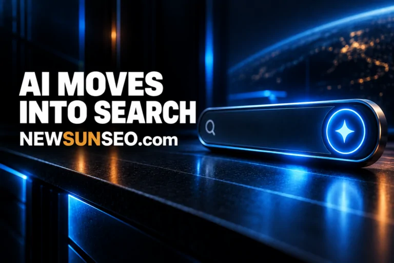 Glowing Google AI Mode button placed in a dark search bar