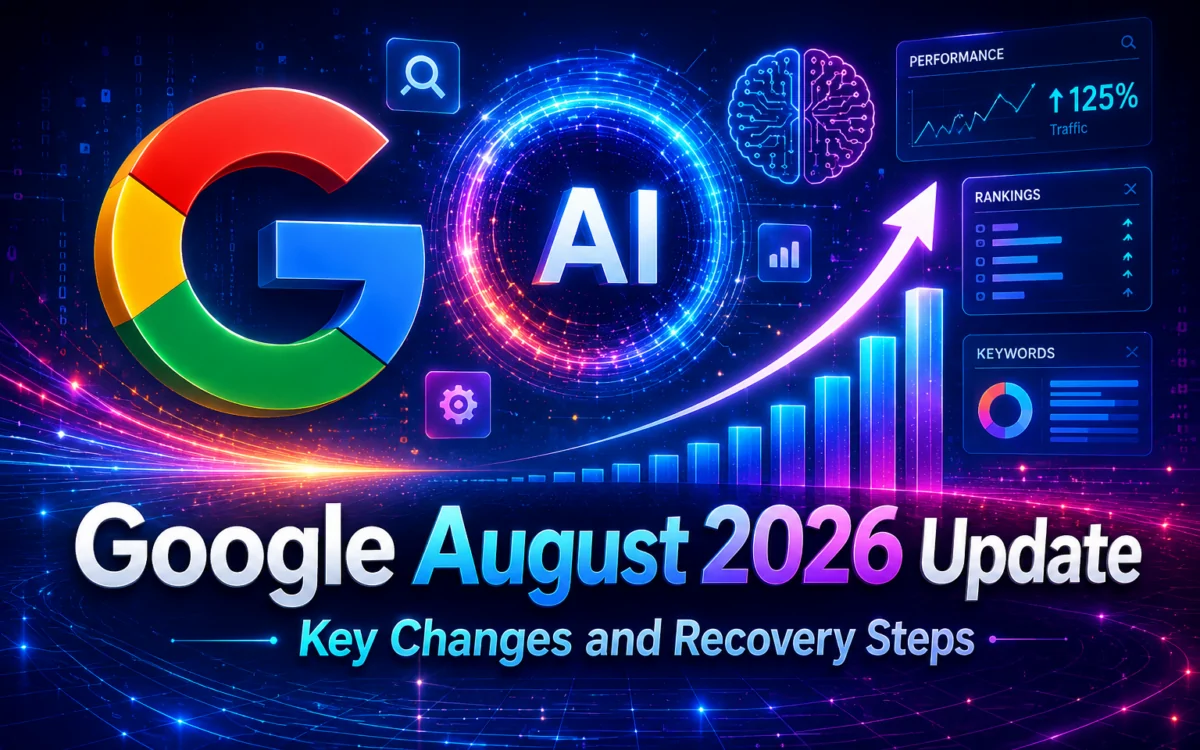 Holographic robot reviewing Search Console analytics