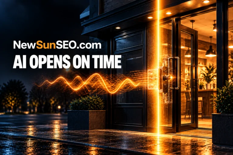 Google Business Profiles automatic tool unlocking a lit storefront door