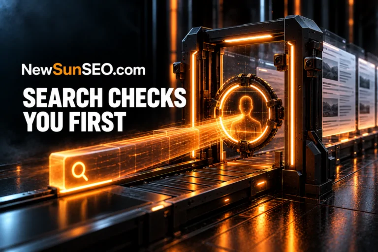 Google human verification gate scanning a glowing user silhouette before search results