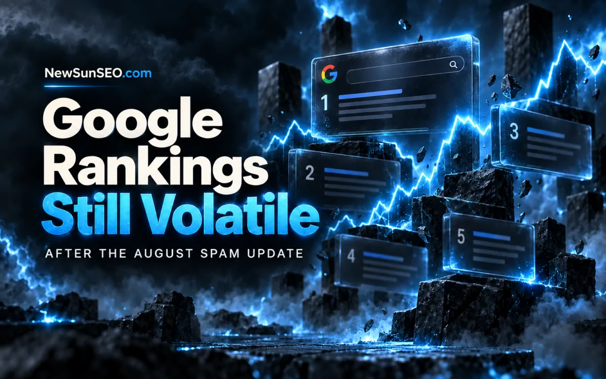 Google search ranking volatility shown through unstable search results and lightning