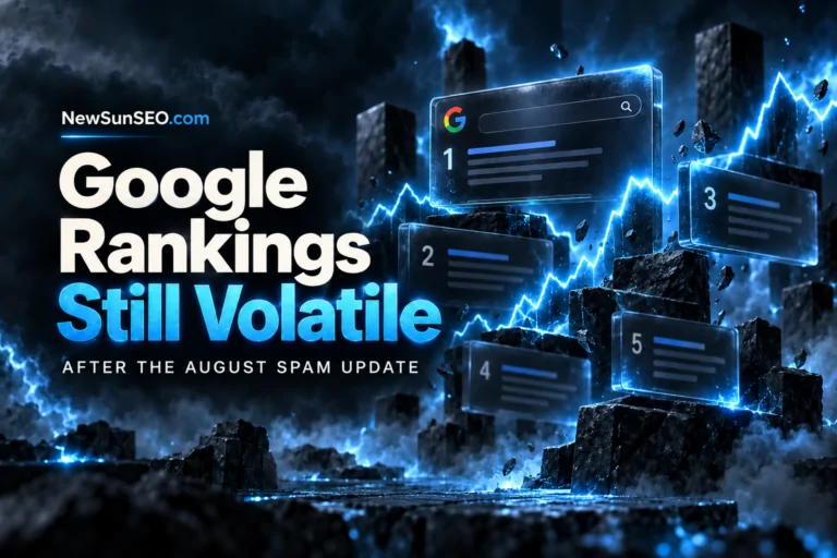 Google search ranking volatility shown through unstable search results and lightning