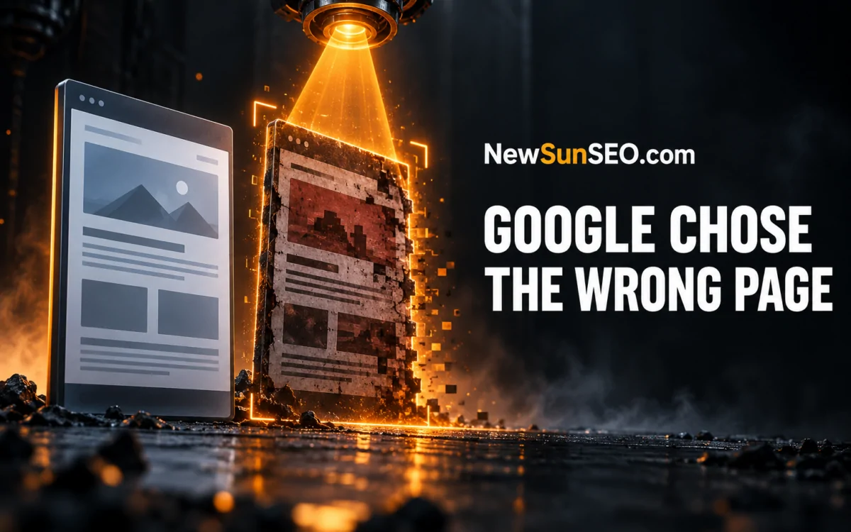 A laser scans a webpage to flag a Google selected canonical error