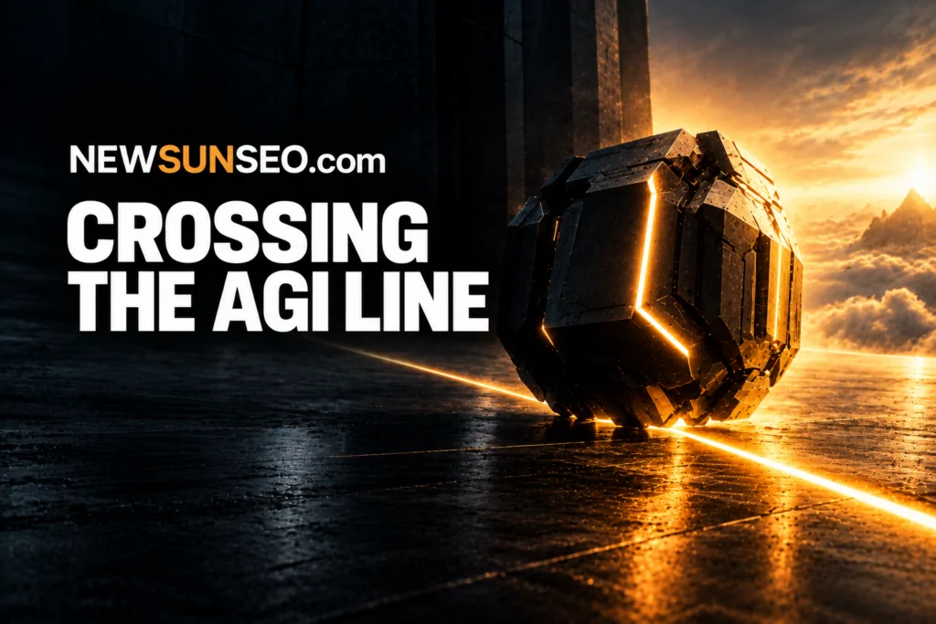 GPT-6 Astra model depicted as a glowing geometric sphere crossing an illuminated line