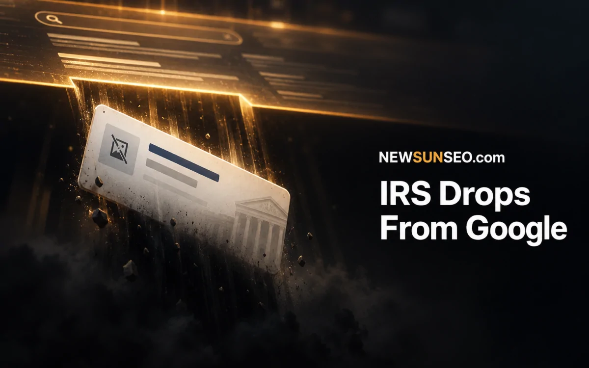 IRS website visibility falling as a search result card crumbles