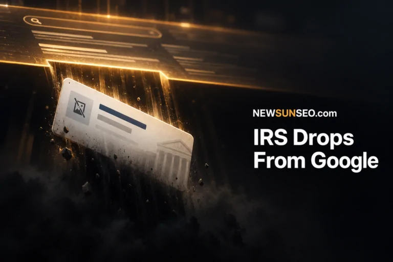 IRS website visibility falling as a search result card crumbles