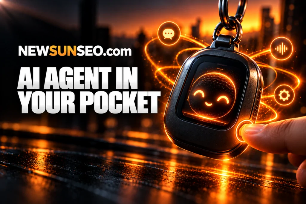 Hand pressing the glowing button on Meta's pocket-sized Muse Charm wearable