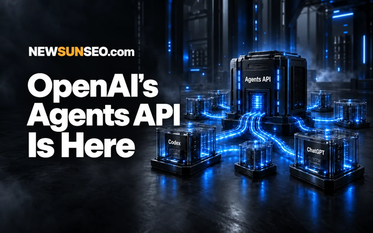 Glowing server hardware linked to the OpenAI Agents API and its products