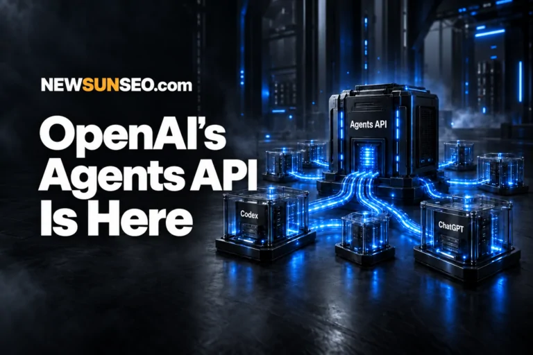 Glowing server hardware linked to the OpenAI Agents API and its products
