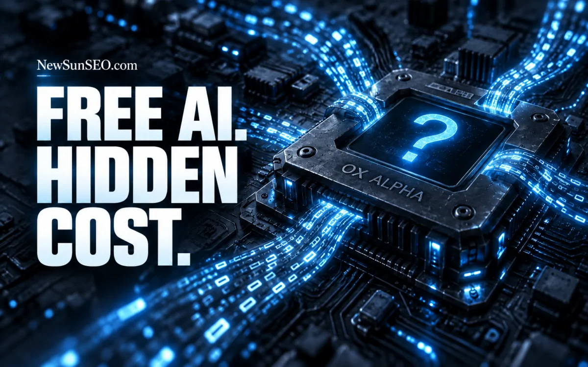 Ox Alpha AI chip with a glowing Question mark on a circuit board