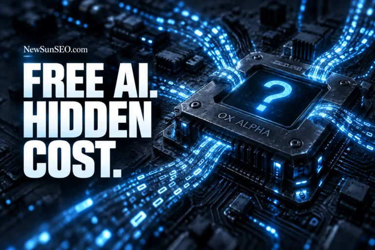 Ox Alpha AI chip with a glowing Question mark on a circuit board