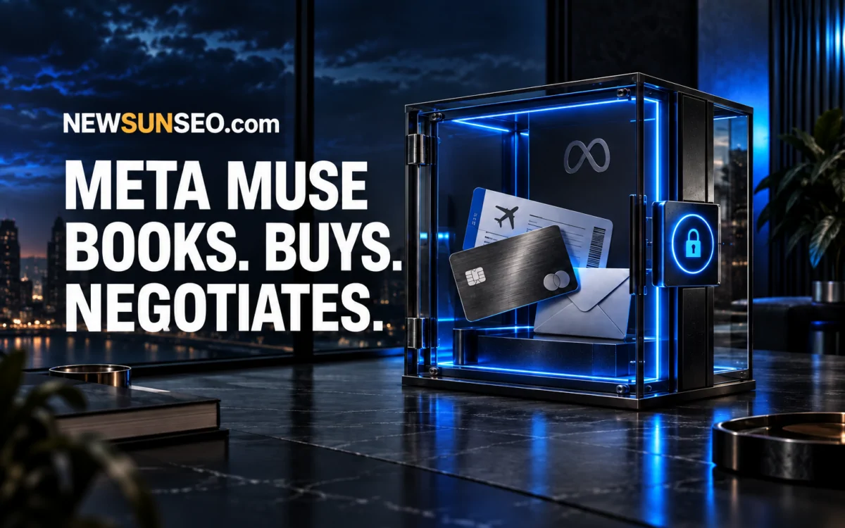 A personal AI agent secured in a glowing vault with cards and tickets