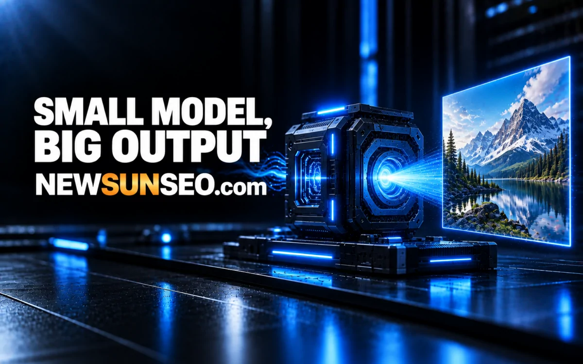 Alibaba's Qwen-Image-2.1 model projecting a mountain landscape from a glowing cube