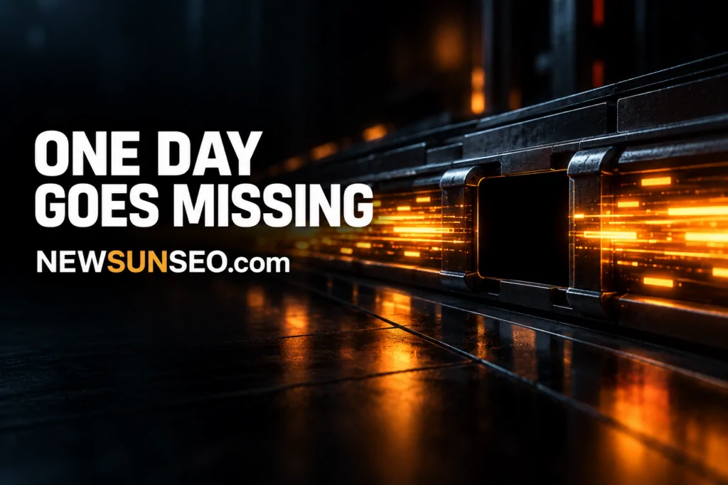 Glowing server rack with a dark gap representing missing Search Console crawl stats data