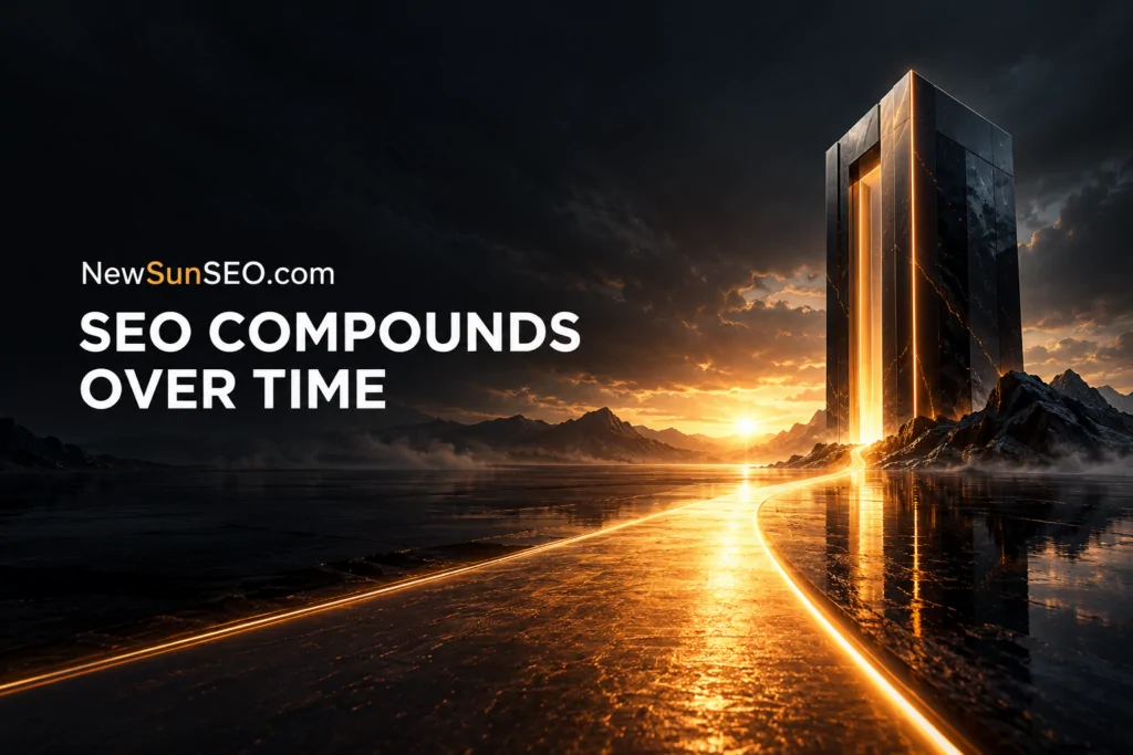 Glowing pathway leading to a monolith illustrating why SEO is important
