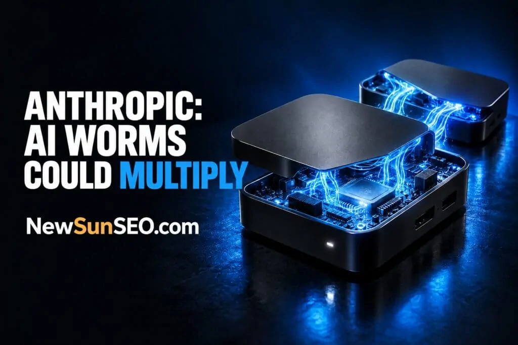 Two smart-home IoT devices with glowing circuit boards demonstrating AI self-replicating models