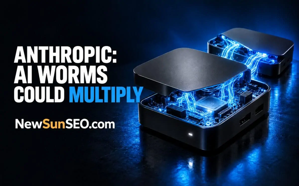 Two smart-home IoT devices with glowing circuit boards demonstrating AI self-replicating models