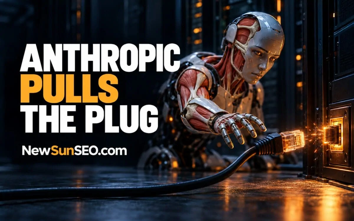 Anthropic AI agents off the internet as a humanoid robot unplugs a server cable