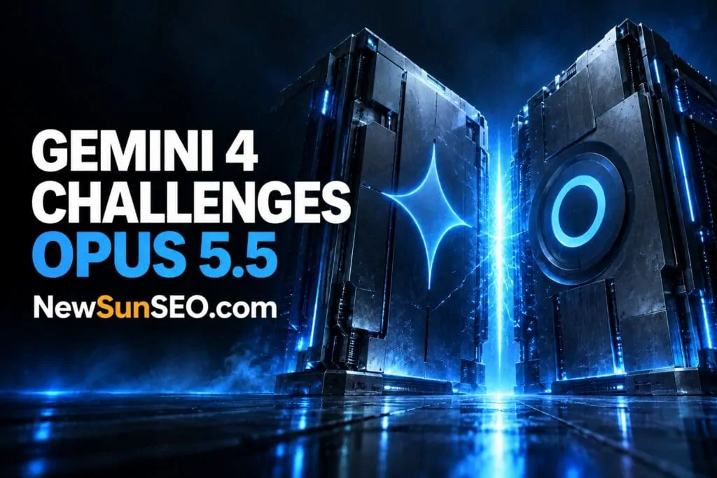 Two glowing server towers clashing to represent Gemini 4 Carbon competing in coding