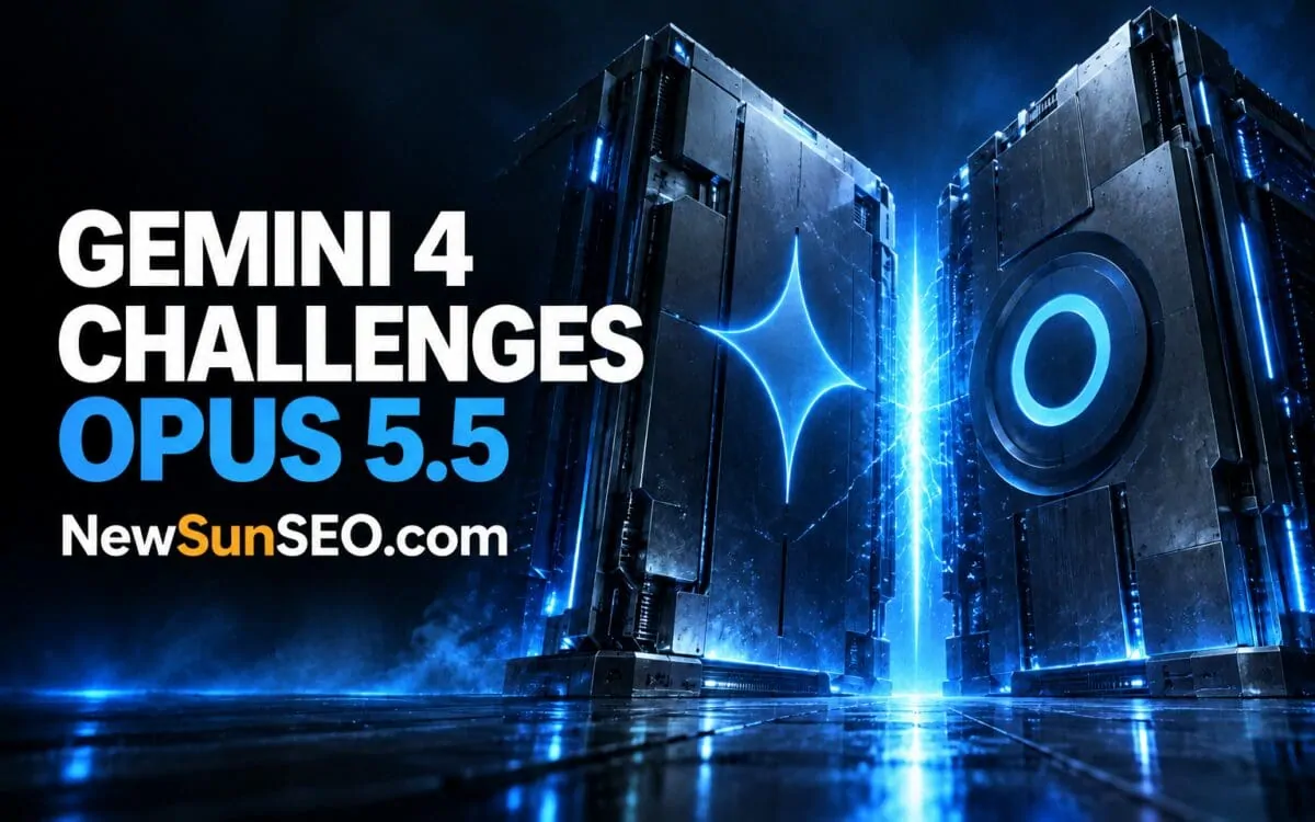 Two glowing server towers clashing to represent Gemini 4 Carbon competing in coding